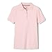 French Toast Big Girls' Short Sleeve Interlock Polo with Picot Collar, Pink, Large/10/12