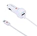 VoltronTek iPhone 7 Car Charger with Extra Length Built-in Lightning Connector for iPhone 7 7 plus 6S Plus 6 Plus 6 Se 5S 5 5C iPad Pro Air Mini 2 3 4 and Extra USB Port (White)