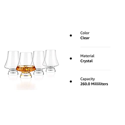 LUXBE Bourbon Whisky Crystal Glass Snifter, Set of 4 Narrow Rim