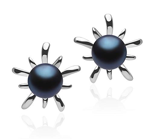 Jamelia Black 6-7mm AAAA Quality Freshwater 925 Sterling Silver Cultured Pearl Earring Pair For Women