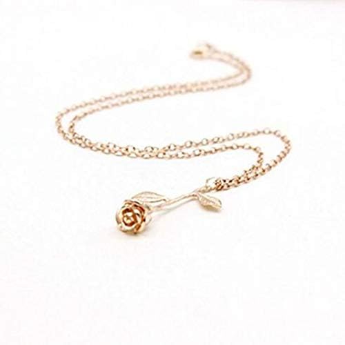 Rose Gold Necklace Rose Flower Pendant Necklace Chain Lovers Birthday Friendship Jewelry for Mother's Day by TheBigThumb