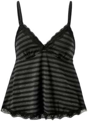 SOLY HUX Womens Y2K Lace Cami Sleeveless Striped Spaghetti Strap