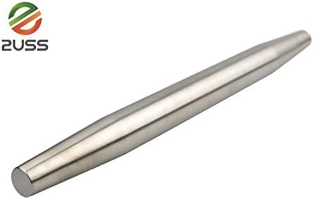 2USS 18/8 Stainless Steel French Rolling Pin, Metal Rolling Pin for Baking, Pasta, Fondant, Cookies, Pizza and Dough. Dishwasher Safe.