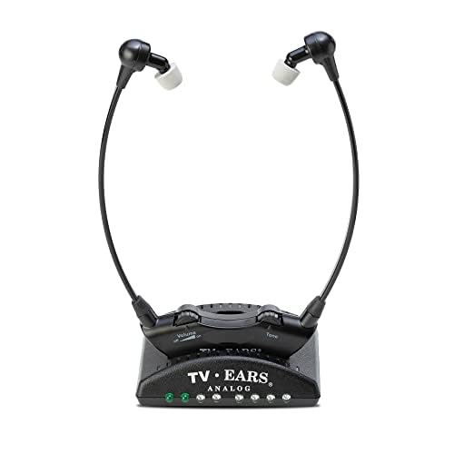 TV Ears Original Wireless Headsets System, TV Hearing Aid Devices works best with Analog TV's, Hearing Assistance, TV Listening Headphones for Seniors and Hard of Hearing. Voice Clarifying, Doctor Recommended - 11641, Black
