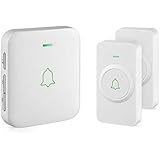 Wireless Door Bell, AVANTEK CW-21 Mini Waterproof Wireless Doorbell Operating at Over 1000 Feet, 2 Remote Buttons Can Have Different Tones, 52 Melodies, CD Quality Sound and LED Flash
