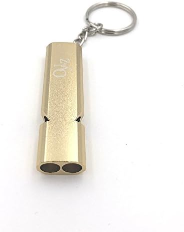OYLZ Double Tubes Aluminum Alloy High Frequency Survival Whistle Hiking Whistle with Keychain & Lanyard (Gold)