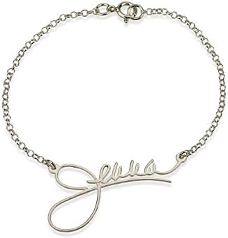 Signature Bracelet- Handwriting Bracelet, Keepsake Bracelet, Sterling Silver Name Bracelet, Word Bracelet, Nameplate Bracelet (5.5 Inches)