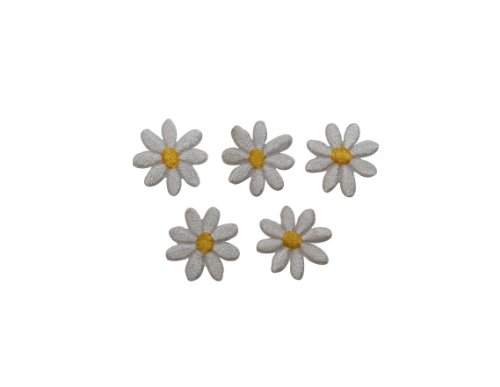ID #6756 Lot 5 Small White Flower Blossoms Iron On Embroidered Patch Applique L5