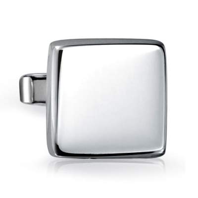 High Polished Sterling Silver Modern Square Mens Cufflinks - Thumbnail 6