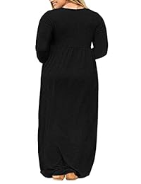 POSESHE - Maxi vestido de manga larga para mujer con bolsillos