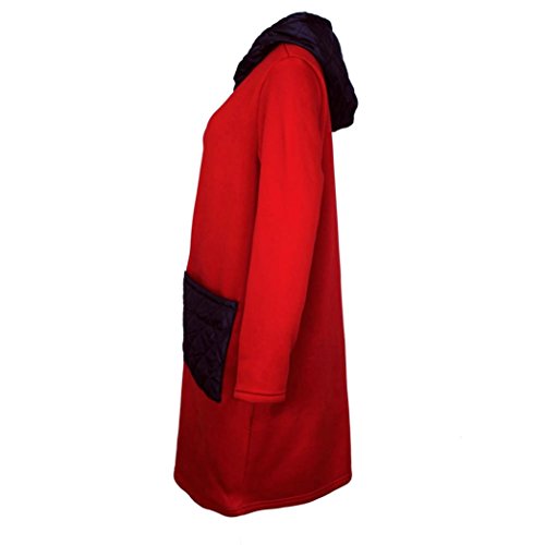 2017 Hot Sale Women Fashion Long Sleeve Hooded Casual Trench Coat Jacket Windbreaker Outwear Tops (Red, S)