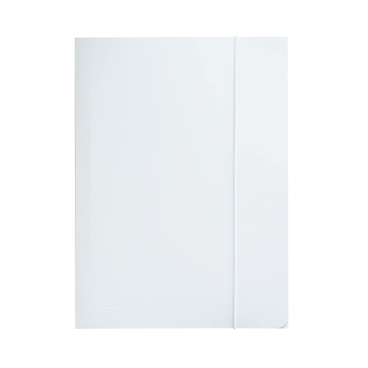 Pack of 10 premium punched folders, made of extra strong cardboard, 350 g/m², with 3 inner flaps and elastic band, DIN A4, white, folder folder BIGO