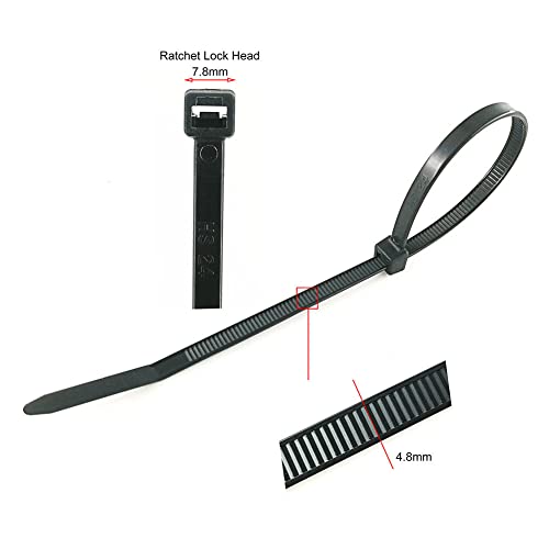 HS Plastic Zip Wire Ties Black Nylon Cable Zip Ties for Fencing Travel