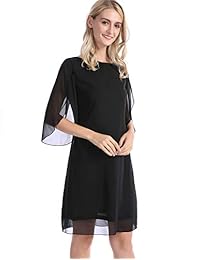 CHICIRIS - Vestido de cóctel de gasa para mujer, manga dividida, corte holgado, 3 4
