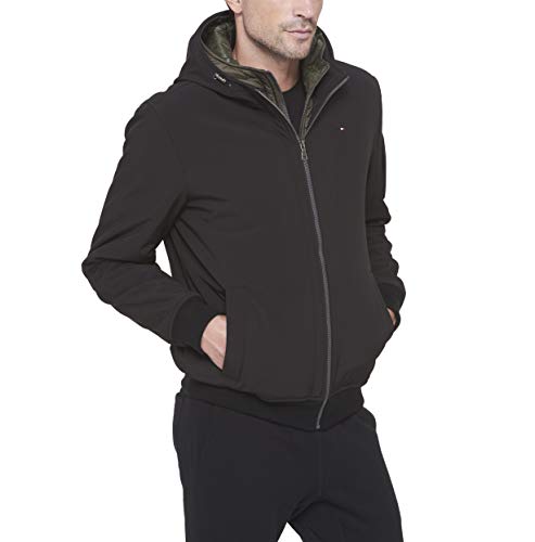 Tommy+Hilfiger+Men%27s+L+Soft+Shell+Hooded+Bomber+Jacket+Heather+Grey+ ...
