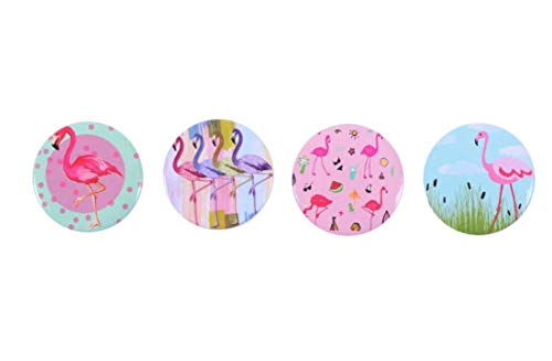 Astra Gourmet Flamingo Pinback Buttons - 24pcs Pink Flamingo Round Button Pins in 4 Designs for Kids Birthday Party Favors Gift Badges Flamingo Lovers, 2.25 inches Diameter