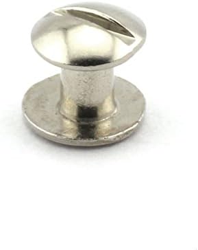 100 PACK Chicago Screws Solid Brass Accessories Nail Rivet Chicago Button For DIY Leather Decoration Round Head Stud Screw SILVER