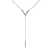 Humble Chic Women's Y-Chain Bar Necklace - Adjustable Long Thin Delicate Chevron Choker Lariat, Silver-Tone