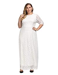 Chicwe - Maxivestido de encaje elástico para mujer, vestido de noche para boda, cóctel, fiesta