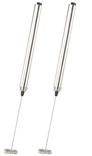 Rosenstein & Söhne Milchaufschaeumer: 2 Milchaufschäumer-Sticks mit Edelstahl-Gehäuse, Spiralquirl, à 24 mm (Elektrische Milchaufschäumer, Hand, Camping)
