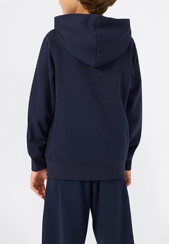 Felpa con Cappuccio da Bambino con Logo Grafico, Felpa con Cappuccio Grande, Ultra Morbida, Calda Felpa per Bambini, Tasca Frontale a Marsupio, Maglione Scuola PE Blu