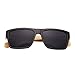 WISH CLUB Wood Square Handmade Sunglasses UV 400 Lenses Classical Style for Women and Men Adults Wooden Bamboo Vintage Light Retro Glasses (Grey)