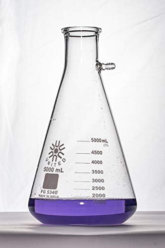 Lab Pro Filtering Flask 5000ml Capacity, Heavy Wall Borosilicate Glass, 13 Stopper Size, 1/2 inch Tubing Size
