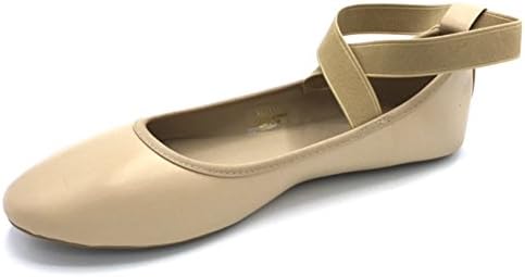 Vesto Ladies Flats with elastic ankle straps 9-10 B(M) US Tan