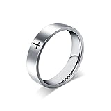 XUANPAI Free-Engraving Stainless Steel Simple Cross Ring Band for Men Women,Religions Personalized Gift