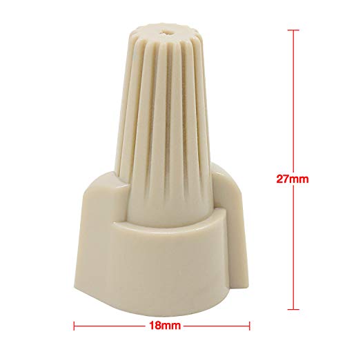 WiMas 50PCS Winged Wire Connectors Easy Twist-On Ribbed Cap Electrical Wire Connector Spring Inserted Nuts Caps (P2:22-8AWG (Beige))