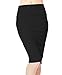 Women's High Waist Stretch Bodycon Pencil Skirt Knee Length Midi Straight Skirt (M, Black)