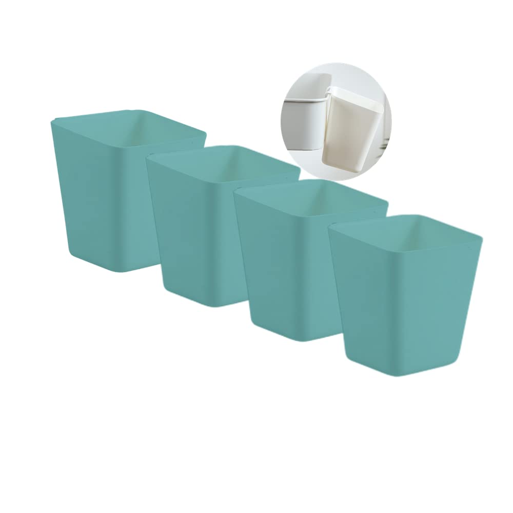 4Pack Hanging Cup Holders,Trolley Basket Storage,Rolling Cart Accessories,4.75x4 inch Hanging Pencil Holder Storage Containers Buckets Bins,Plant Container -750ml Capacity(Turquoise)