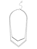 GUESS Women's Silver-Tone Double Chevron Necklace