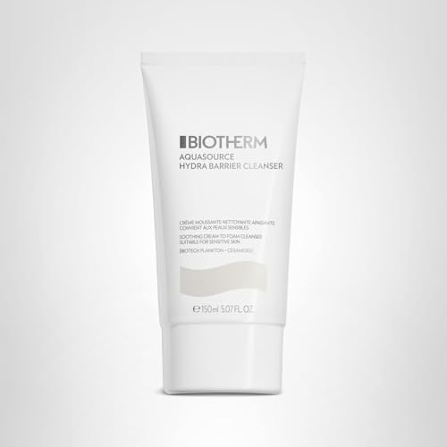 BIOTHERM AQUASOURCE HYDRA BARRIER CLEANSER TO SOOTHE AND STRENGTHEN THE SKIN BARRIER FROM THE VERY FIRST USE, WITH BIOTECH PLANKTON, BIO-CERAMIDES, AND VITAMIN B3, 5.1 FL.OZ.