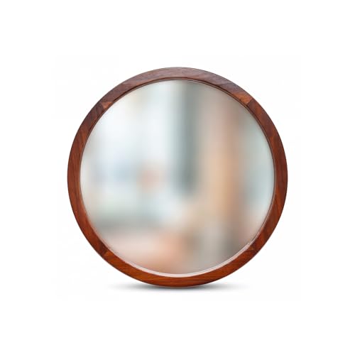 Espejo Redondo de Parota Sólida 60 cm – Madera Natural Premium para Baño, Sala o Recámara – Espejo Decorativo de Pared Elegante