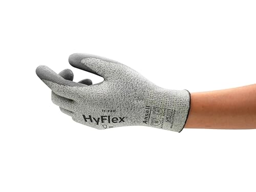 Ansell Hyflex 11-730 Guantes de Trabajo de Seguridad, Protección Mecánica, Talla 9 (L), Gris (12 Pares)