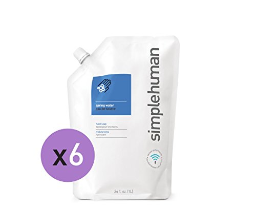 simplehuman Refill Pouch Moisturizing Liquid Hand Soap, Spring Water (6 Pack)