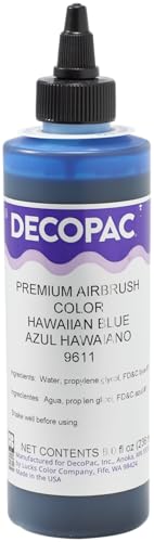 DecoPac Hawaiian Blue Food Coloring, 8 Fl Oz Airbrush Food Color, Edible Airbrush For Cake Decorating, Cookie Airbrush Coloring, Food Airbrush Kit Add-on, Airbrushes For Cake Decorating 8Fl Oz