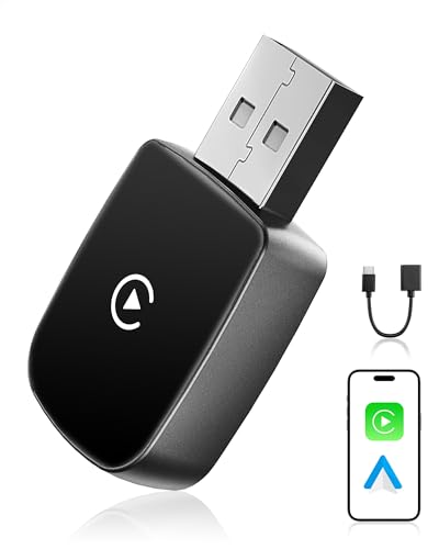 WityEye CarPlay and Android Car Wireless Adapter 2 in 1, V5.3 Bluetooth Stable Connection, Fast 5.8 GHz WiFi, for Apple iPhone iOS 10+, Smartphone Android 11+