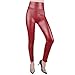 Sexy Faux Leather High Waisted Leggings (L (US 12-14), shiny red)