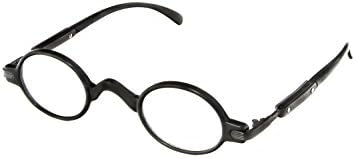 Hot OptixUnisex Retro Oval Plastic/Metal Reading Glasses Black/Gunmetal Black 1.25