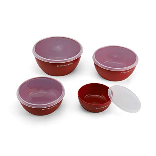 KitchenAid Classic Prep Bowls with Lids, Set of 4, Empire Red Pricepulse