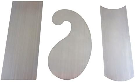 Arno Set of 3 Profile Cabinet Scrapers .023" or .6 mm Thick with Gooseneck, Convex/Concave and Rectangular Super Hard French Steel Hardened to Rc 48-52 115550