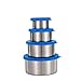 TONSAN Stainless Steel Food Storage Containers with Silicone Lids, Set of 4 | Leakproof, No-Plastic, Non-Toxic for Lunch