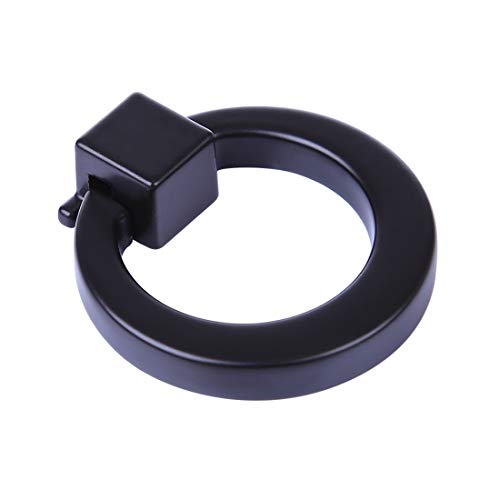 RuiyiF 12 Pack Cabinet Ring Knobs and Pulls, Single Hole Hardware Handle Black Ring Handle for Dresser Drawer Cupboard - Thumbnail 6