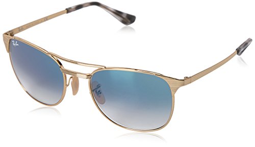 Ray-ban men s metal man square sunglasses, gold/blue, 55 mm