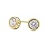 14K Yellow Gold 5mm Round Cubic Zirconia Bezel Screwback Stud Earrings