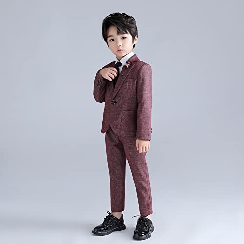 Kids Boys Plaid Suit Fashion Blazer Pants Set 2 Piece Formal Wear