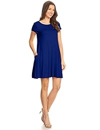 Vestido informal para mujer Vestido túnica fluida con bolsillos Reg y talla grande - EE. UU.