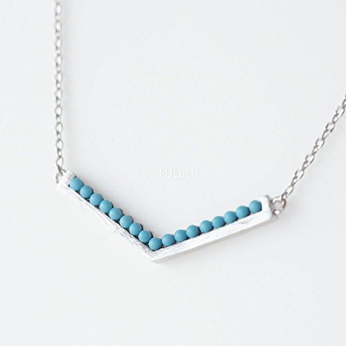 Minimal Chevron Simulated Turquoise Necklace